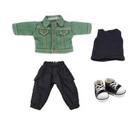 niannyyhouse OB11 1/12 BJD Vêtements de poupée avec poche, pantalon, gilet, chaussures en denim, figurines d'action de 10,9 cm (vert)