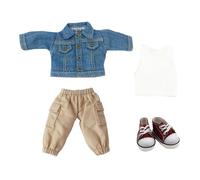 niannyyhouse OB11 1/12 BJD Vêtements de poupée Manteau Poche Pantalon Gilet Chaussures Denim Outfit 10,9 cm Figurines d'action Dressup (Bleu)