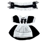 niannyyhouse OB11 Ensemble de soubrette pour poupée avec robe, tablier, couvre-chef, figurine d'action BJD à l'échelle 1/12, accessoires de vêtements, collection miniature (noir)