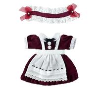 niannyyhouse OB11 - Ensemble de soubrette pour poupée avec robe, tablier, couvre-chef, figurine d'action BJD à l'échelle 1/12, accessoires de vêtements, collection miniature (bordeaux)
