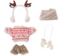 niannyyhouse OB11 Ensemble de vêtements pour poupée, pull d'élan avec chapeau, écharpe, short, gants, accessoires pour figurine d'action BJD à l'échelle 1/12 (rouge)