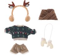 niannyyhouse OB11 Ensemble de vêtements pour poupée, pull d'élan avec chapeau, écharpe, short, gants, accessoires pour figurine d'action BJD à l'échelle 1/12 (vert)