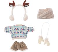 niannyyhouse OB11 Ensemble de vêtements pour poupée, pull d'élan avec chapeau, écharpe, short, gants, accessoires pour figurine d'action BJD à l'échelle 1/12 (bleu clair)