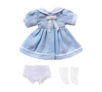 niannyyhouse OB11 Vêtements de poupée avec robe, sous-vêtements et chaussettes, accessoires pour figurine d'action BJD à l'échelle 1/12 (bleu clair)