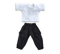 niannyyhouse Obitsu Ensemble 2 pièces T-shirt + pantalon de 11 cm avec combinaison camouflage T-shirt de couleur unie 1/12 BJD OB11 Poupée 4,3 pouces (11 cm) Accessoire de silhouette (noir)