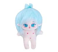 niannyyhouse Poupée en peluche de 20 cm bleu clair cheveux fille corps rempli humanoïde sans attribut 8 pouces corps normal vêtements portables vêtements habillés cadeaux (5-sans squelette)