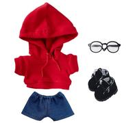 niannyyhouse Sweat à capuche ample et solide avec lunettes en cuir - 10 cm, 15 cm, 20 cm - Vêtements de poupée en peluche douce - Accessoires de déguisement (A12, 10 cm)