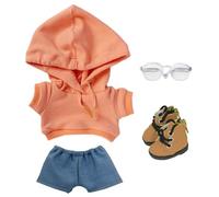 niannyyhouse Sweat à capuche ample et solide en cuir avec lunettes - 10 cm, 15 cm, 20 cm - Vêtements de poupée en peluche douce - Accessoires de déguisement (A10, 15 cm)