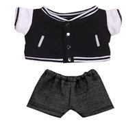 niannyyhouse Veste de baseball Jeans 20 cm Vêtements de poupée en peluche Accessoires de poupée (Noir)