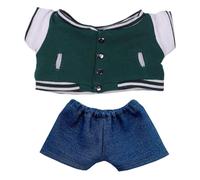 niannyyhouse Veste de baseball Jeans 20 cm Vêtements de poupée en peluche Accessoires de poupée (Vert)