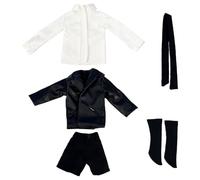 niannyyhouse Vêtements de poupée BJD pour poupées articulées 1/4, costume avec veste, chemise blanche, short, cravate, chaussettes