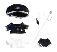 niannyyhouse Vêtements de poupée de 10 à 15 cm, chapeau, manteau, chemise, pantalon, cravate, ceinture noir et blanc, ensemble d'uniforme en peluche, accessoires de poupée (noir)
