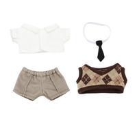 niannyyhouse Vêtements de poupée en peluche 10 cm pour chemise, pantalon, gilet à cravate, costume de campus, accessoires pour poupées (marron)