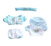 niannyyhouse Vêtements de poupée en peluche de 10 à 15 cm, 20 cm, 40 cm, avec capuche, manteau, pantalon (bleu clair, 10 cm ~ 15 cm)