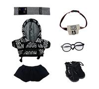 niannyyhouse Vêtements de poupée en Peluche de 15 cm, Costume Hip-hop, Couvre-Chef, Sweat à Capuche, Pantalon, Sac à Dos, Lunettes, Chaussures - Accessoires de poupée (Noir, 15 cm)