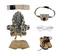 niannyyhouse Vêtements de poupée en Peluche de 15 cm, Costume Hip-hop, Couvre-Chef, Sweat à Capuche, Pantalon, Sac à Dos, Lunettes, Chaussures - Accessoires de poupée (Marron, 15 cm)