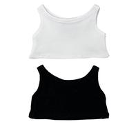 niannyyhouse Vêtements de poupée en peluche de 15 cm, gilet de couleur unie, t-shirt sans manches, robe de poupée (blanc + noir, 15 cm)