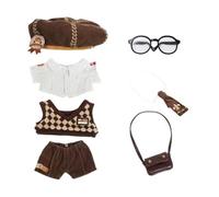 niannyyhouse Vêtements de poupée en peluche de 20 cm, chapeau, chemise, gilet, pantalon, cravate, sac à dos, lunettes, ensemble d'accessoires de poupée de 20,3 cm