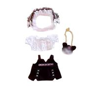 niannyyhouse Vêtements de poupée en peluche de 20 cm, couvre-chef lâche, chemise blanche, jupe noire, sac à dos, 20,3 cm, peluche douce, accessoires de jouets pour déguisement