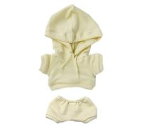 niannyyhouse Vêtements de poupée en peluche de 20 cm - Élastique - Solide - Costume à capuche - Pantalon - Peluche douce - Accessoire de robe (beige, 20 cm)