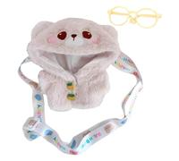 niannyyhouse Vêtements de poupée en peluche de 20 cm, motif lapin, ours, manteau, lunettes, cartable, déguisement de poupée (marron)