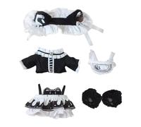 niannyyhouse Vêtements de poupée en peluche de 20 cm pour coiffe, chemise, tablier, chaussures, ensemble de soubrette en forme de patte de chat, accessoires de poupée de 20,3 cm (noir)