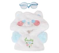 niannyyhouse Vêtements de poupée en peluche de 20 cm, sweat à capuche et lunettes de dessin animé (blanc)