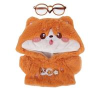 niannyyhouse Vêtements de poupée en peluche de 20 cm, sweat à capuche et lunettes de dessin animé (orange)
