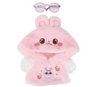 niannyyhouse Vêtements de poupée en peluche de 20 cm, sweat à capuche et lunettes de dessin animé (rose)
