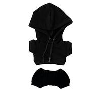 niannyyhouse Vêtements de poupée en peluche de 20 cm - Vêtement de sport élastique solide - Costume - Sweat à capuche - Pantalon - Accessoire de déguisement (noir, 20 cm)