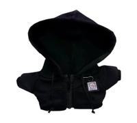niannyyhouse Vêtements de poupée en peluche douce de 10 cm à 15 cm, 20 cm - Avec capuche - Cardigan - Noir - 20 cm