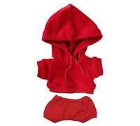 niannyyhouse Vêtements de poupée en peluche élastique et solide - Costume de sport - Pantalon à capuche - Accessoires de déguisement en peluche douce - 20 cm - Rouge