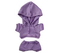 niannyyhouse Vêtements de poupée en peluche élastique et solide - Costume de sport - Pantalon à capuche - Accessoires de déguisement en peluche douce - 20 cm - Violet - 10 cm
