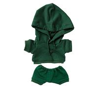 niannyyhouse Vêtements de poupée en peluche élastique et solide - Costume de sport - Pantalon à capuche - Accessoires de déguisement en peluche douce - 20 cm - Vert foncé - 10 cm