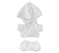 niannyyhouse Vêtements de poupée en peluche élastique et solide - Costume de sport - Pantalon à capuche - Accessoires de déguisement en peluche douce - 20 cm - Blanc
