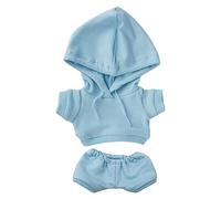 niannyyhouse Vêtements de poupée en peluche élastique solide - Costume de sport - Pantalon à capuche - Accessoires de déguisement en peluche douce - 15 cm - Bleu clair