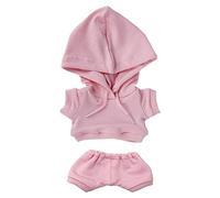 niannyyhouse Vêtements de poupée en peluche élastique solide - Costume de sport - Pantalon à capuche - Accessoires de déguisement en peluche douce - 15 cm - Rose