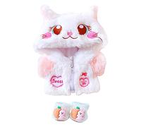 niannyyhouse Vêtements de poupée en peluche rose avec veste à capuche - 20,3 cm - Accessoires de poupée - Déguisement (rose)