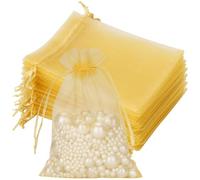 NIANOPKM 50 pieces Pochette Cadeau Doré Sachet organza Gift Bags Bijoux Sac en 7x9 cm Tulle Bonbon Dragees de Lavande Marriage Sacs à Cordon petit pochette tissu