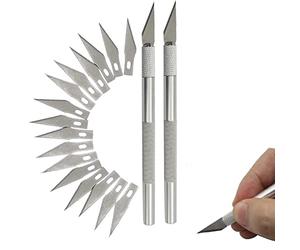NIANOPKM Ensemble scalpel,2 x scalpel comprenant 12 lames de rechange pour l'artisanat,couteau artisanal,ensemble de scalpel cutter pour l'artisanat,poignée antidérapante,art artisanal sculpture