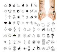 NIANOPKM Tatouages Temporaires Ensembles 10 Feuilles Cou Petit Visage Bohème Faux Tatouage Autocollants Dentelle Tatouages Tribaux Lotus Lune Fleur Fille Tatouage Peau Colorée pour Femmes Noir