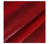 NIANTONG Tissu Similicuir Tissu D'ameublement en Faux Cuir PU Brillant Motif Crocodile au Mètre 138cm de Large pour Meuble Chaise Canapé, Artisanat Bricolage(Color:Rouge)