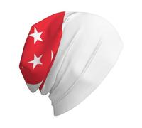 Nianyuer Bonnet en tricot unisexe léger et respirant avec rubans, pour toutes les saisons, usage quotidien, motif tête de mort, Drapeau de Singapour, Taille unique