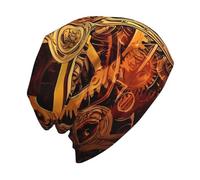 Nianyuer Bonnet en tricot unisexe, léger et respirant, jaune moutarde, pour toutes les saisons, usage quotidien, extensible motif tête de mort, Engrenages Steampunk., Taille unique