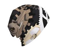 Nianyuer Bonnet en tricot unisexe léger et respirant pour fille - Pour toutes les saisons - À porter au quotidien - Tête de mort, Engrenages mécaniques Steampunk., Taille unique