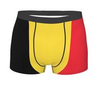 Nianyuer Boxer pour homme, motif drapeau de la Belgique, avec taille élastique, bas de coffre doux et respirant, Noir , M