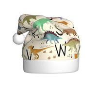 Nianyuer Chapeau de Noël élégant avec imprimé dinosaures - Chapeau de Père Noël amusant - En peluche douce pour les vacances en famille