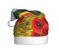 Nianyuer Chapeau de Père Noël avec imprimé de routes de briques jaunes - Chapeau de Père Noël amusant - En peluche douce pour les vacances en famille