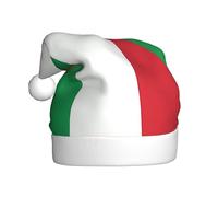 Nianyuer Chapeau de Père Noël imprimé drapeau italien Chapeau de Père Noël Fun Party Headwear en peluche douce pour vacances en famille