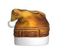 Nianyuer Chapeau de Père Noël imprimé hiéroglyphes égyptiens - Chapeau de Père Noël amusant - En peluche douce pour les vacances en famille